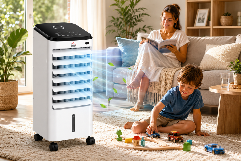 Climatiseur de Chambre Breezio XL - 3-en-1 Ventilateur, Refroidisseur, Humidificateur - Réservoir 3,5L, Télécommande, Minuterie 12h, Oscillation 60°